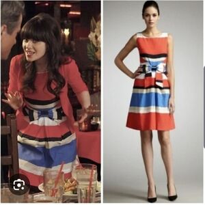 Kate Spade JILLIAN dress All Aboard A Line Knee Length Linen Blend Stripe Dress